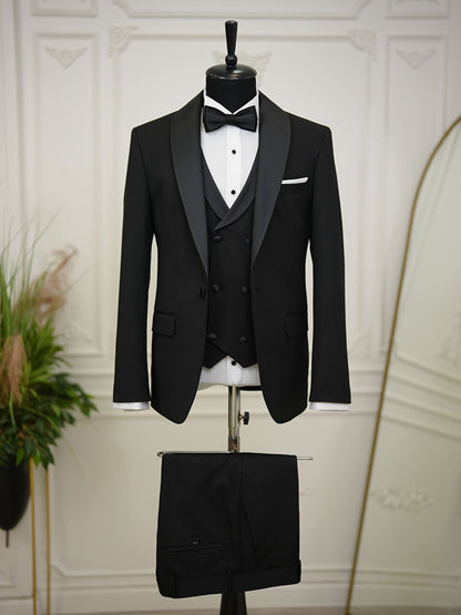 Brabion Elio Black Slim Fit Shawl Lapel Tuxedo