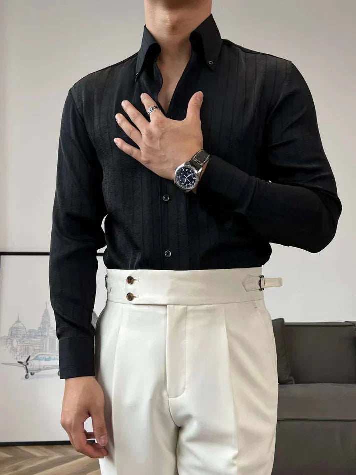 Striped Silk Shirt with Buttons