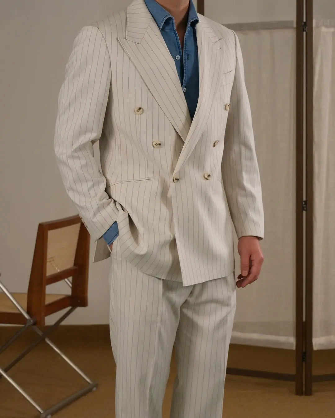 Palermo Pinstripe Double-Breasted Men's Suit