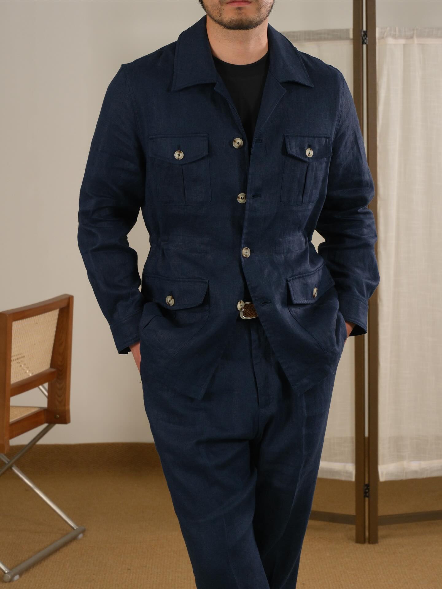 Men's Breathable Linen Italian Safari Jacket