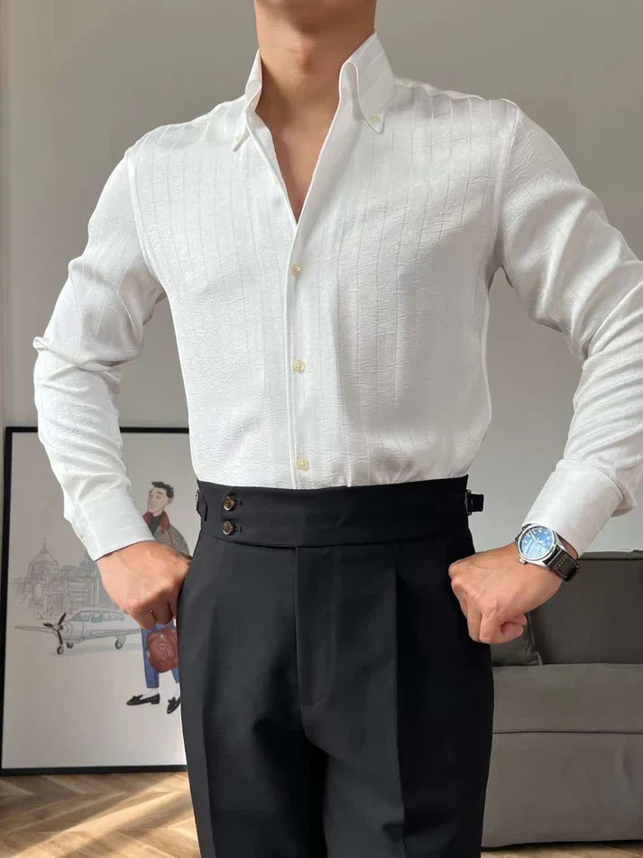 Striped Silk Shirt with Buttons