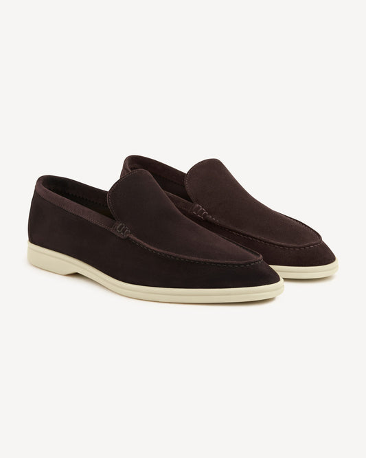 Brabion Unlined Capri Suede Loafer – Brown