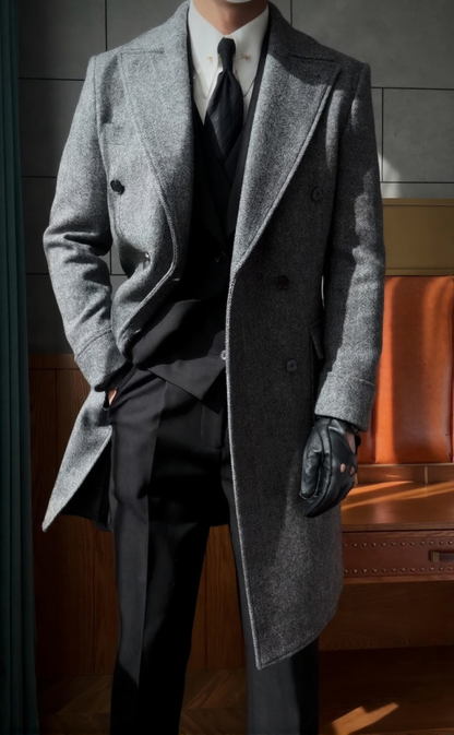 Wool Double-Breasted President Overcoat