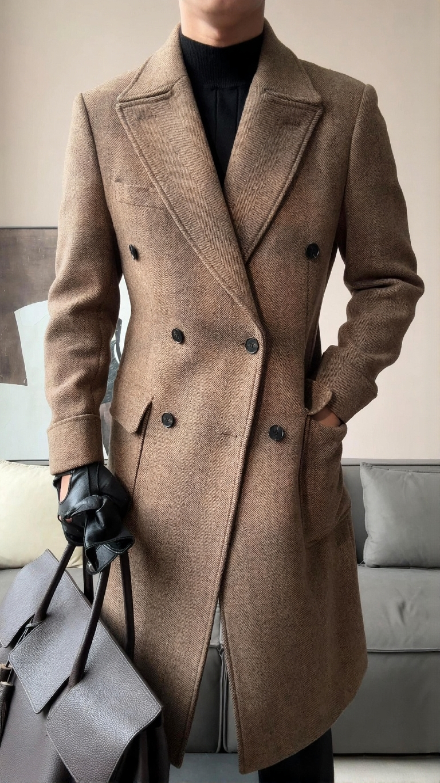 Wool Double-Breasted President Overcoat
