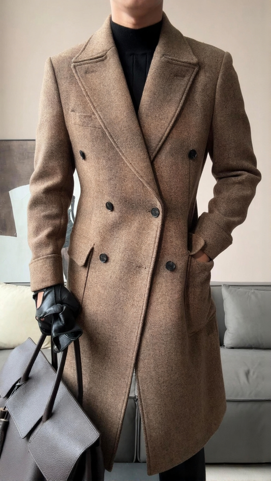 Wool Double-Breasted President Overcoat