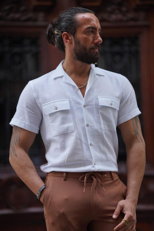 Evo White Double Pocket Short Sleeve Shirt