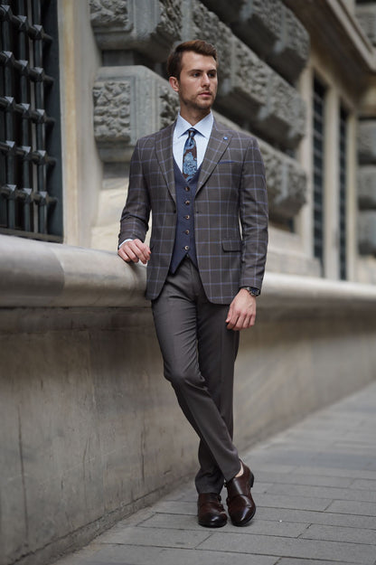 Daniel Plaid Brown Wool Suit