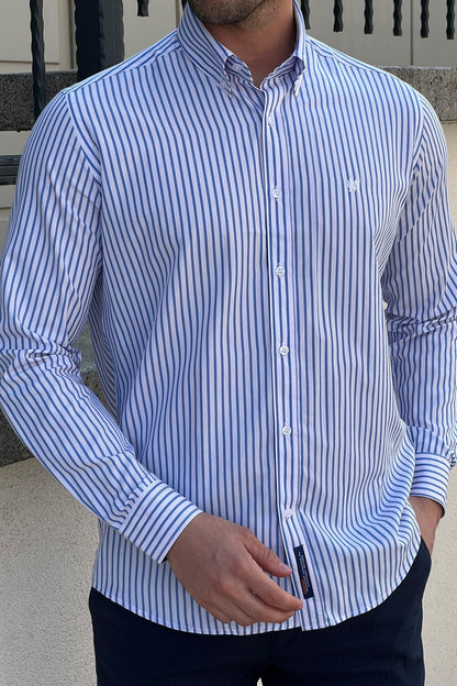 Brabion Daniel Striped White and Blue Shirt