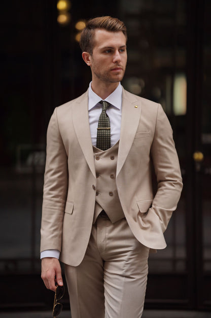 Daniel Slim Fit Beige Wool Suit for Modern Men