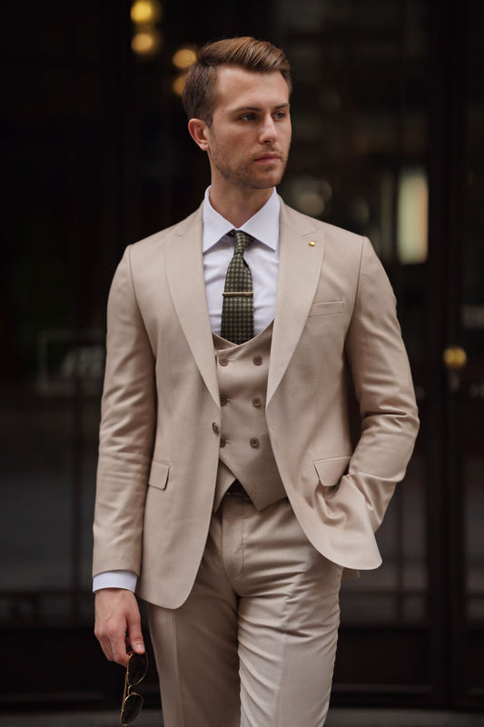 Daniel Slim Fit Beige Wool Suit