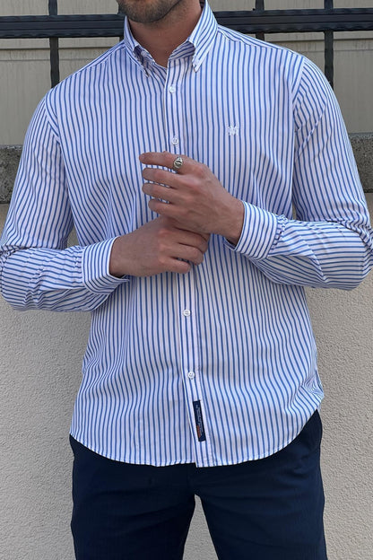 Daniel Striped White and Blue Shirt