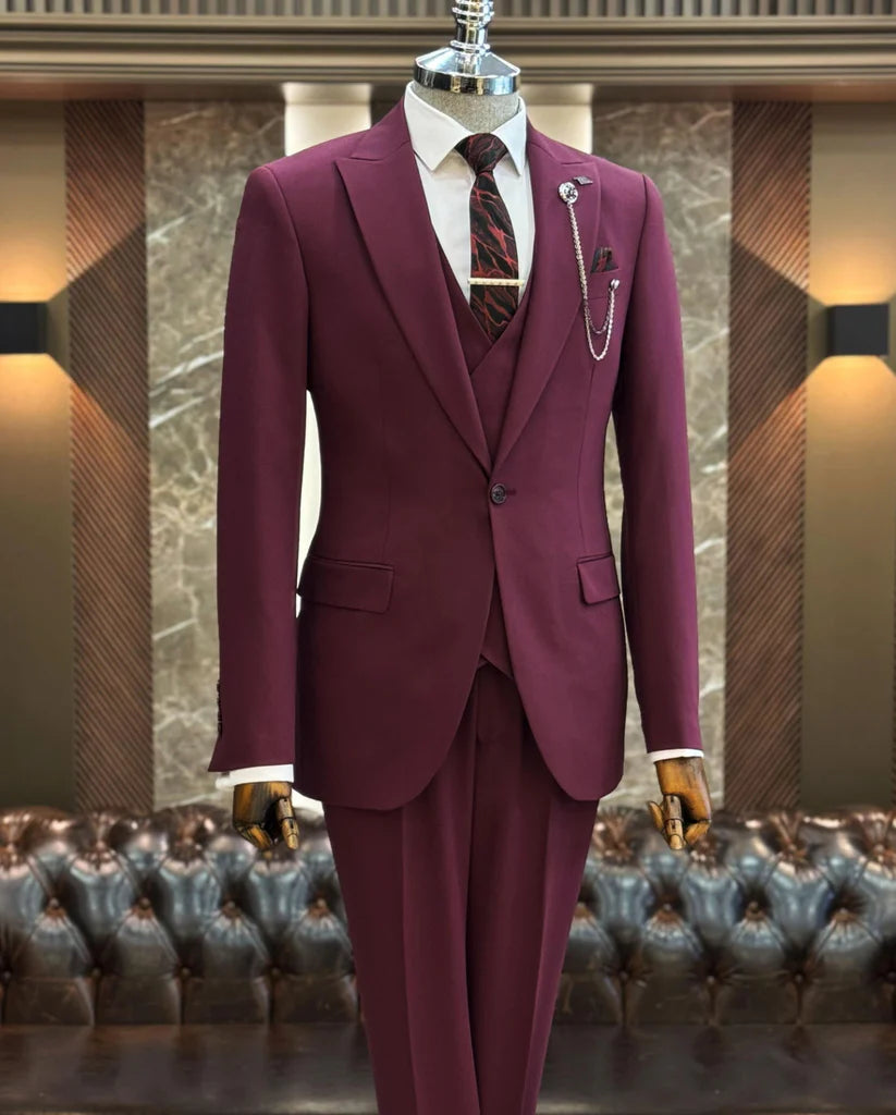 Brabion Abbot Burgundy Slim Fit Suit