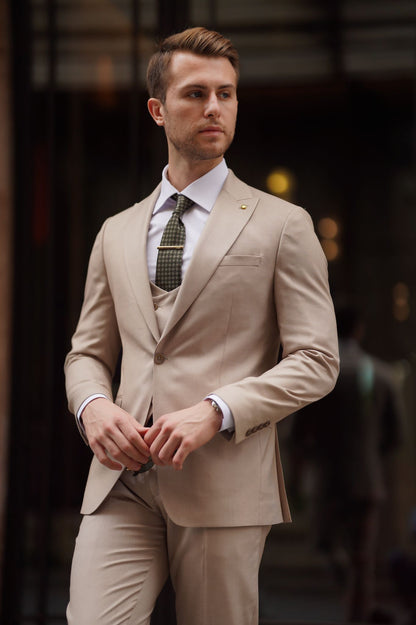 Daniel Slim Fit Beige Wool Suit