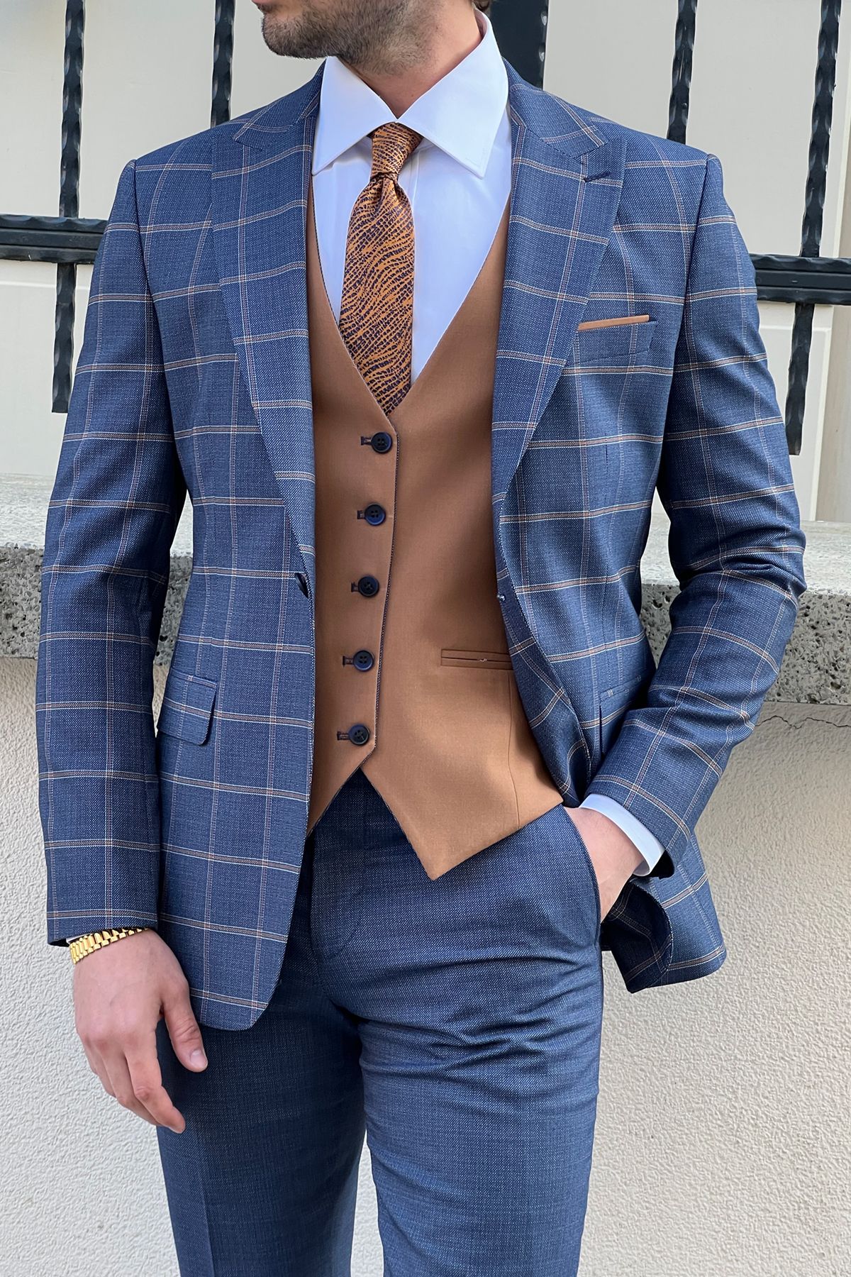 Daniel Navy Blue and Camel Suit