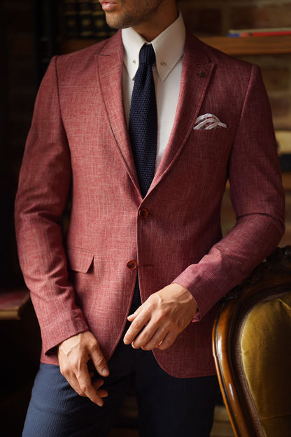 Stefano Claret Red Cotton Blazer