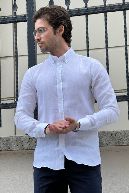 Brabion Daniel White Linen Shirt