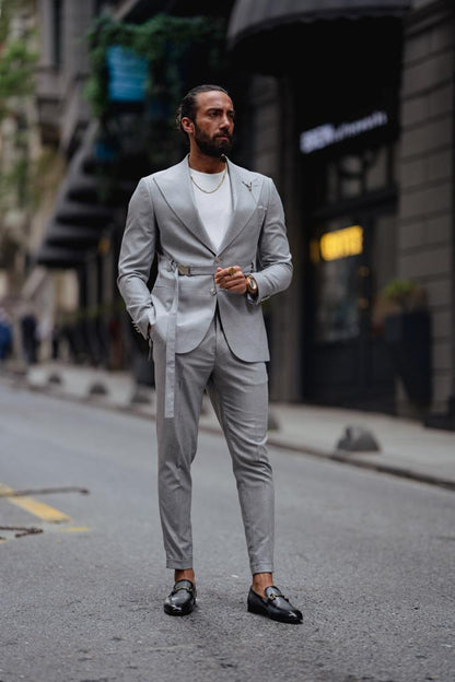 Evo Gray Slim Fit Buckle Up Suit