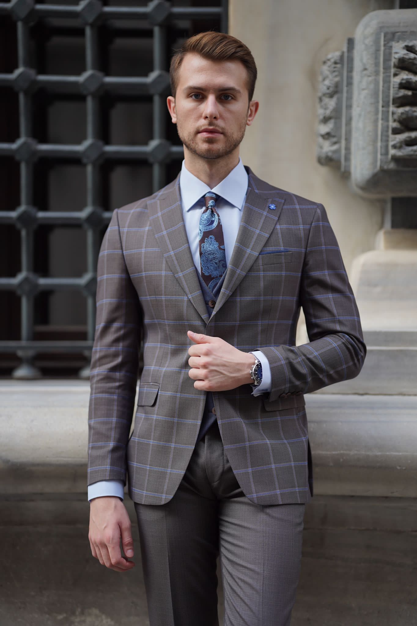 Daniel Plaid Brown Wool Suit