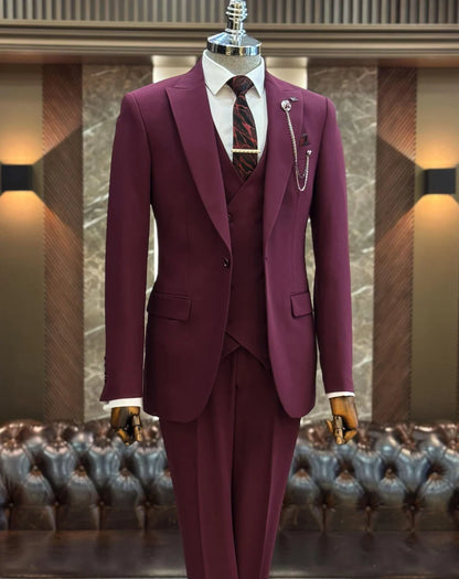 Brabion Abbot Burgundy Slim Fit Suit