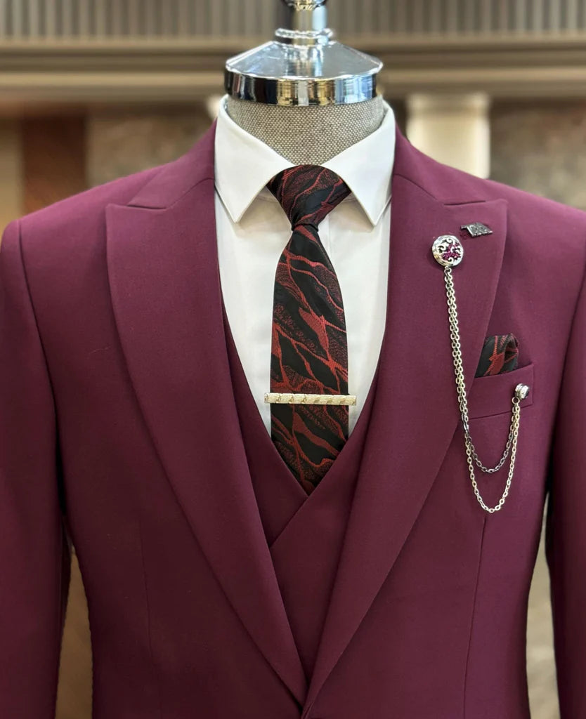 Brabion Abbot Burgundy Slim Fit Suit