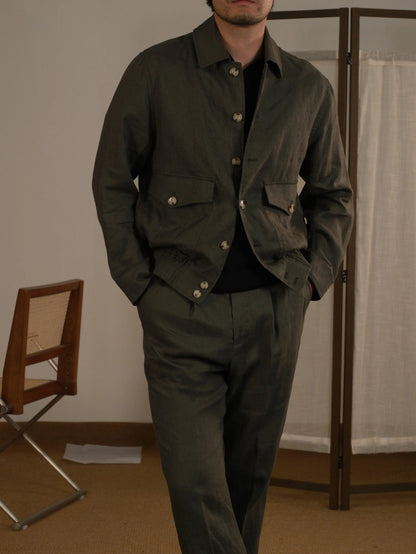 Men's Italian Linen Bomber Jacket