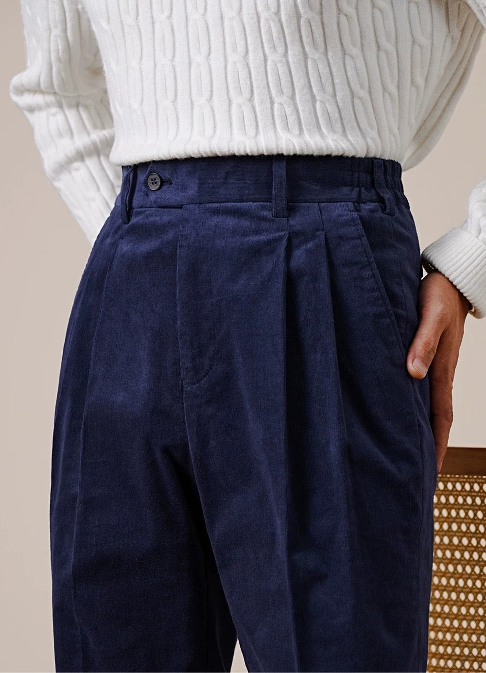 Verona Double-Pleated Men's Corduroy Trousers