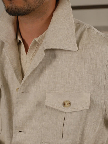 Men's Italian Safari Jacket in Breathable Linen