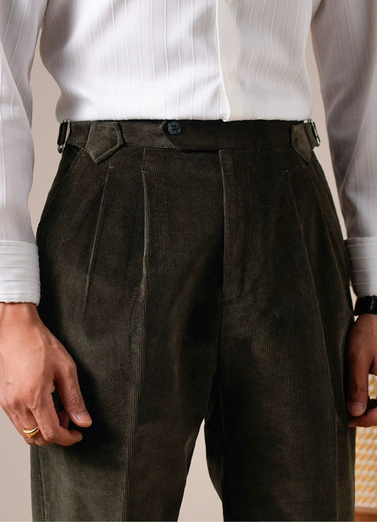 Men's Pleated Corduroy Pants