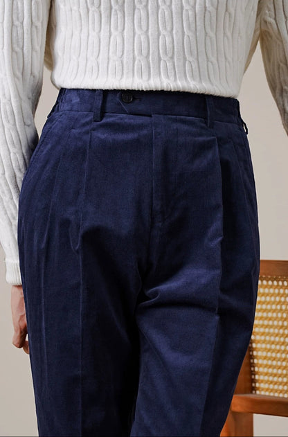 Verona Double-Pleated Men's Corduroy Trousers