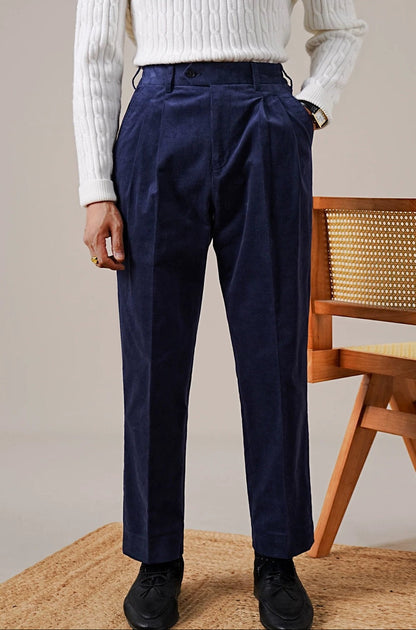 Verona Double-Pleated Men's Corduroy Trousers