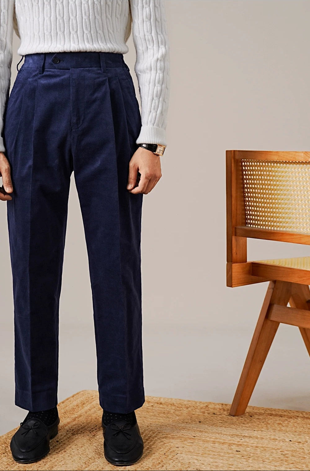 Verona Double-Pleated Men's Corduroy Trousers