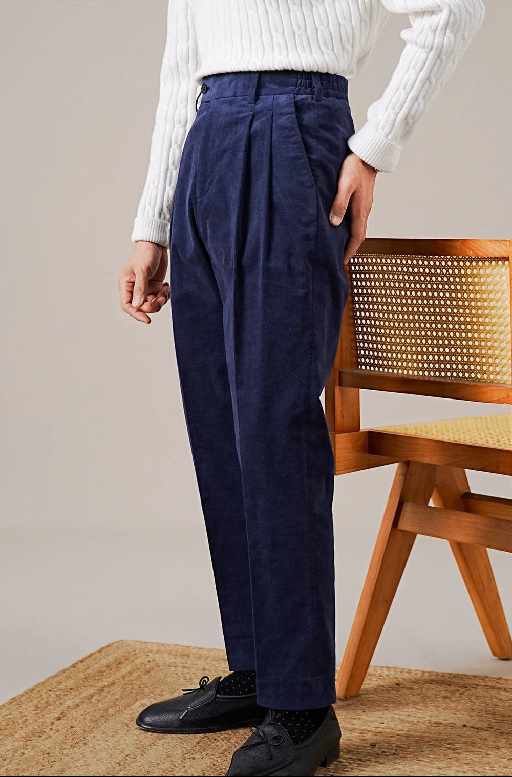 Verona Double-Pleated Men's Corduroy Trousers