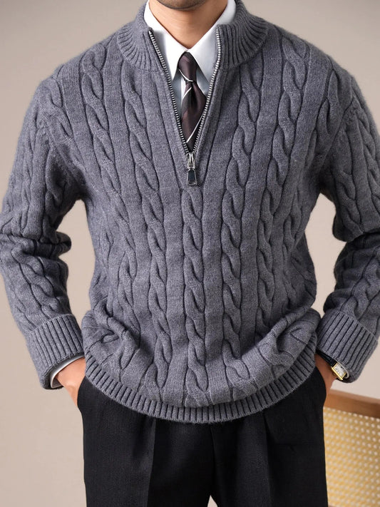 Men's Retro Casual Quarter-Zip Knitted Sweater BRABION