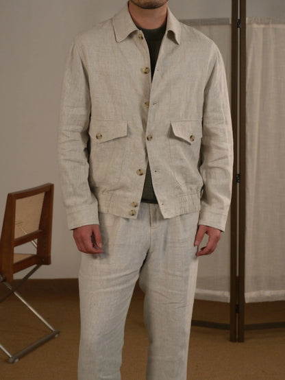Men's Italian Linen Bomber Jacket
