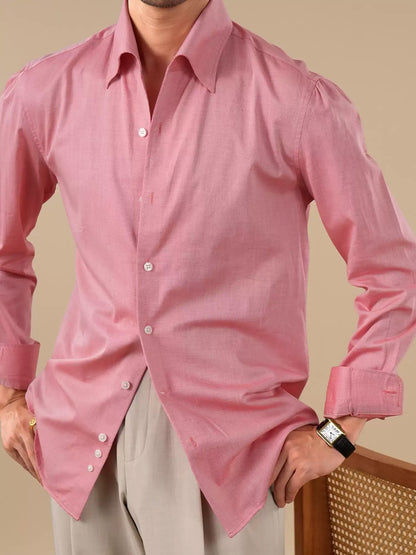 Men’s Long-Staple Cotton Point Collar Casual Dress Shirt