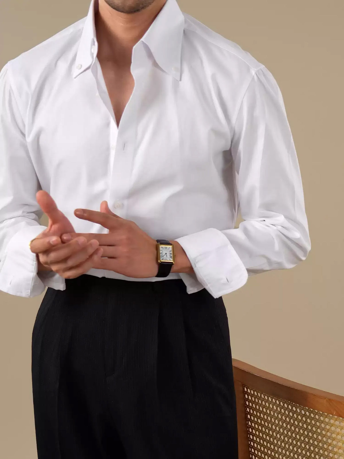 Men's Italian-Style Point Collar Breathable Dress Shirt