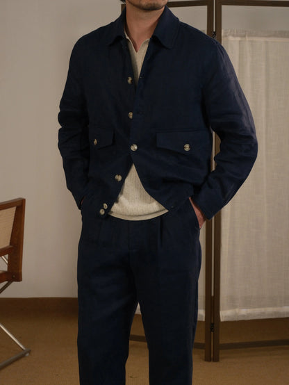 Men's Italian Linen Bomber Jacket