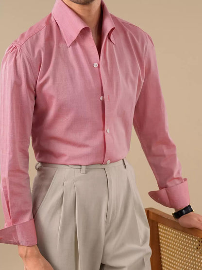 Men’s Long-Staple Cotton Point Collar Casual Dress Shirt