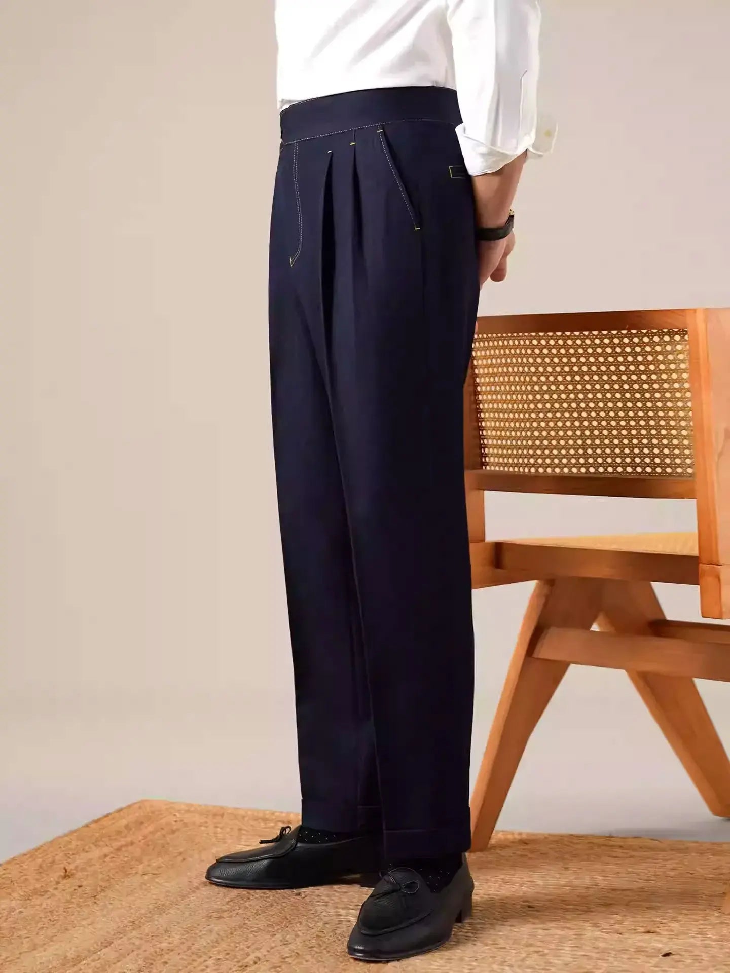 Gurkha Trousers | Double-Pleat Denim Comfort & Style – BRABION