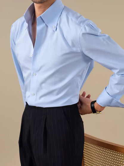 Men's Italian-Style Point Collar Breathable Dress Shirt