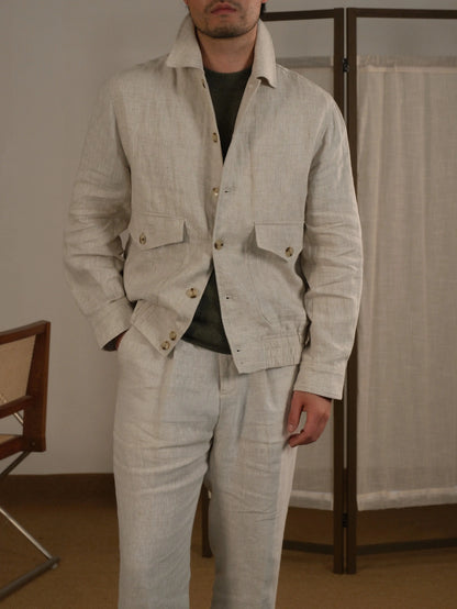 Men's Italian Linen Bomber Jacket