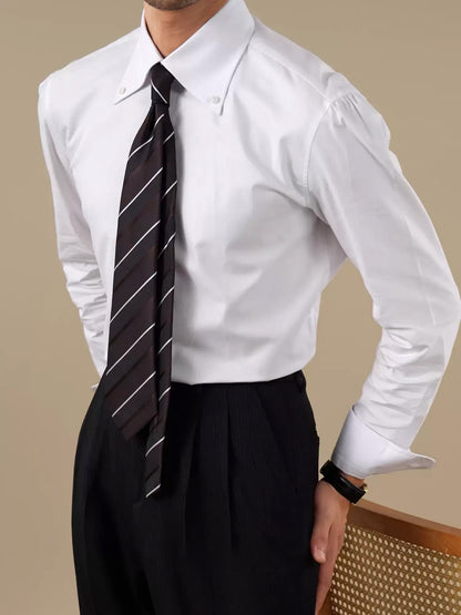 Men's Italian-Style Point Collar Breathable Dress Shirt