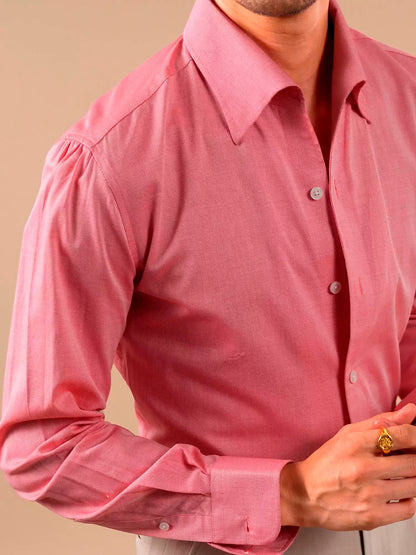 Men’s Long-Staple Cotton Point Collar Casual Dress Shirt