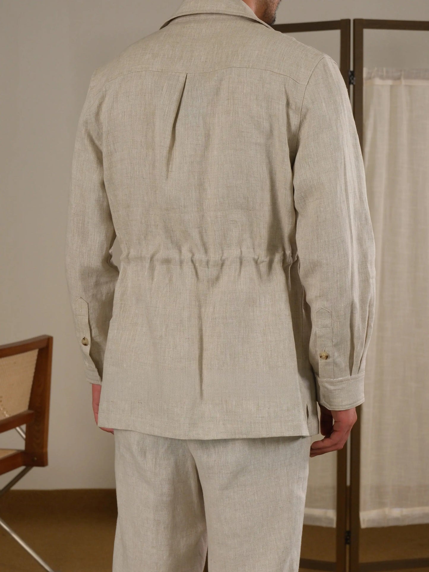 Men's Italian Safari Jacket in Breathable Linen