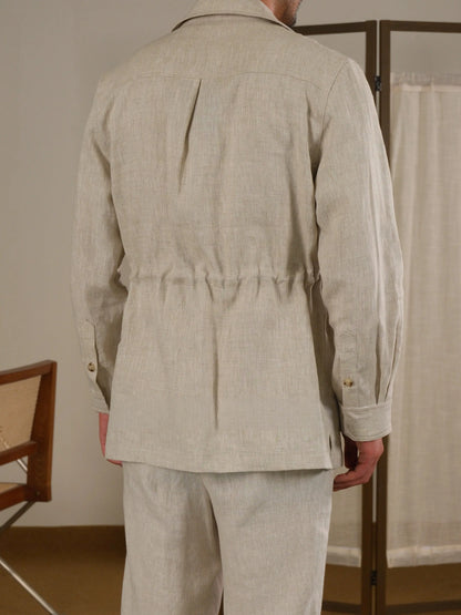 Men's Italian Safari Jacket in Breathable Linen