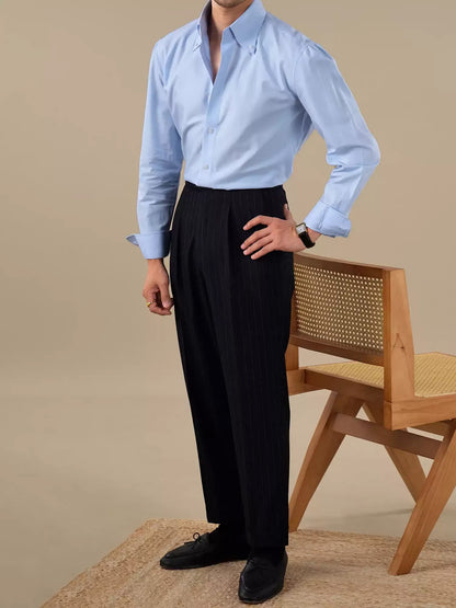 Men's Italian-Style Point Collar Breathable Dress Shirt