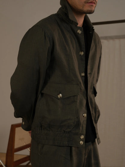 Men's Italian Linen Bomber Jacket