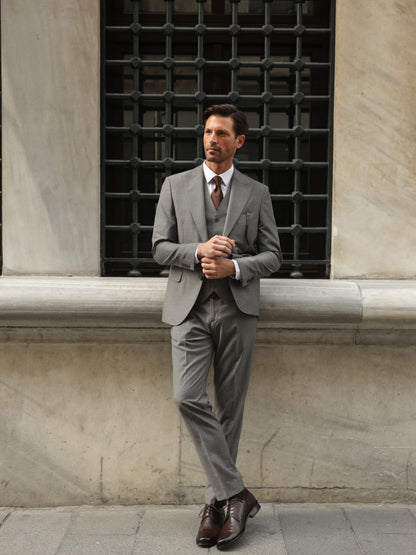 Grey Slim-Fit Suit 3-Piece VIOSSI - CB
