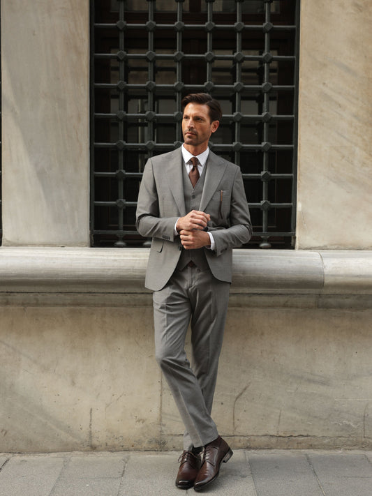 Grey Slim-Fit Suit 3-Piece