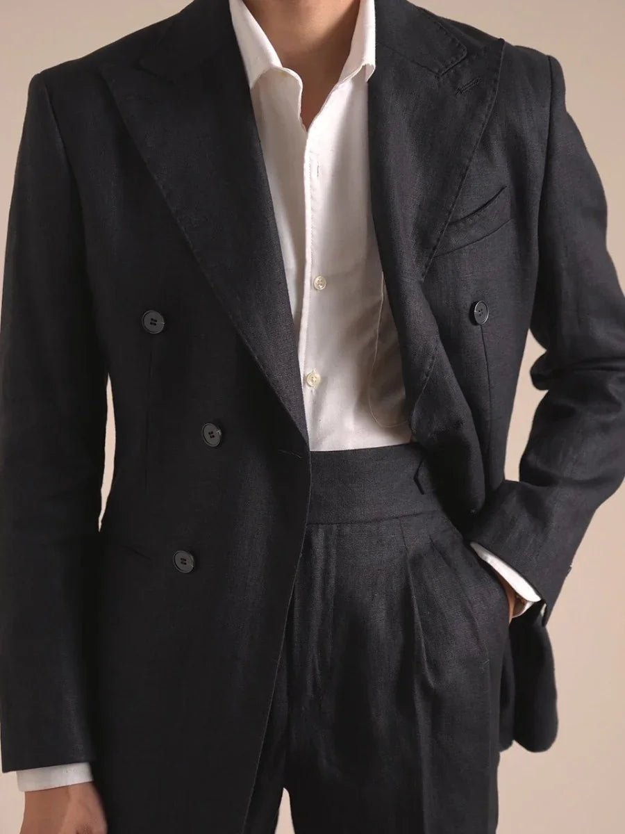 Men's Capri Breathable 100% Linen Double-Breasted Blazer